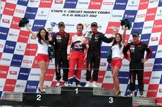 Sebastian Loeb on podium at Mit Jet series