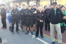 Team waiting for victory announcement of ERC driver Andreas Aigner