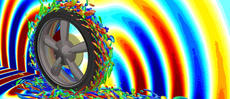 Vertical flow structure of air flow around a rolling tyre and acoustic waves caused by that flow