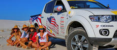 Young ladies travelling adventurously around the world on Mitsubishi vehicles fitted with YOKOHAMA tyres