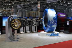 The big Earth Tyre at the YOKOHAMA booth