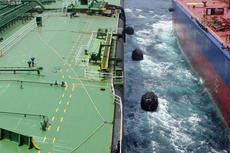 YOKOHAMA floating pneumatic fenders at work