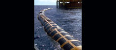 A YOKOHAMA Seaflex hose in action during a crude oil transfer operation