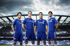 Chelsea players with new uniforms