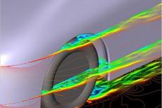 Image of aerodynamic flow patterns for normal tyre