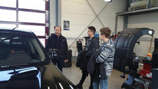 YOKOHAMA Europe Senior Manager Thorsten Theiss and students at YOKOHAMA Tyre Test Center Nürburgring