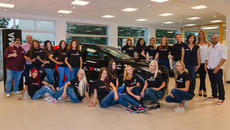 The final candidates posing in front of their potential car, a Honda HR-V