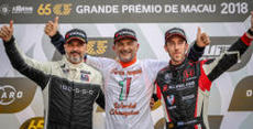Left to Right Y Muller G Tarquini and E Guerreri final standings in FIA WTCR Season Photo Alexandre Guillaumot DPPI